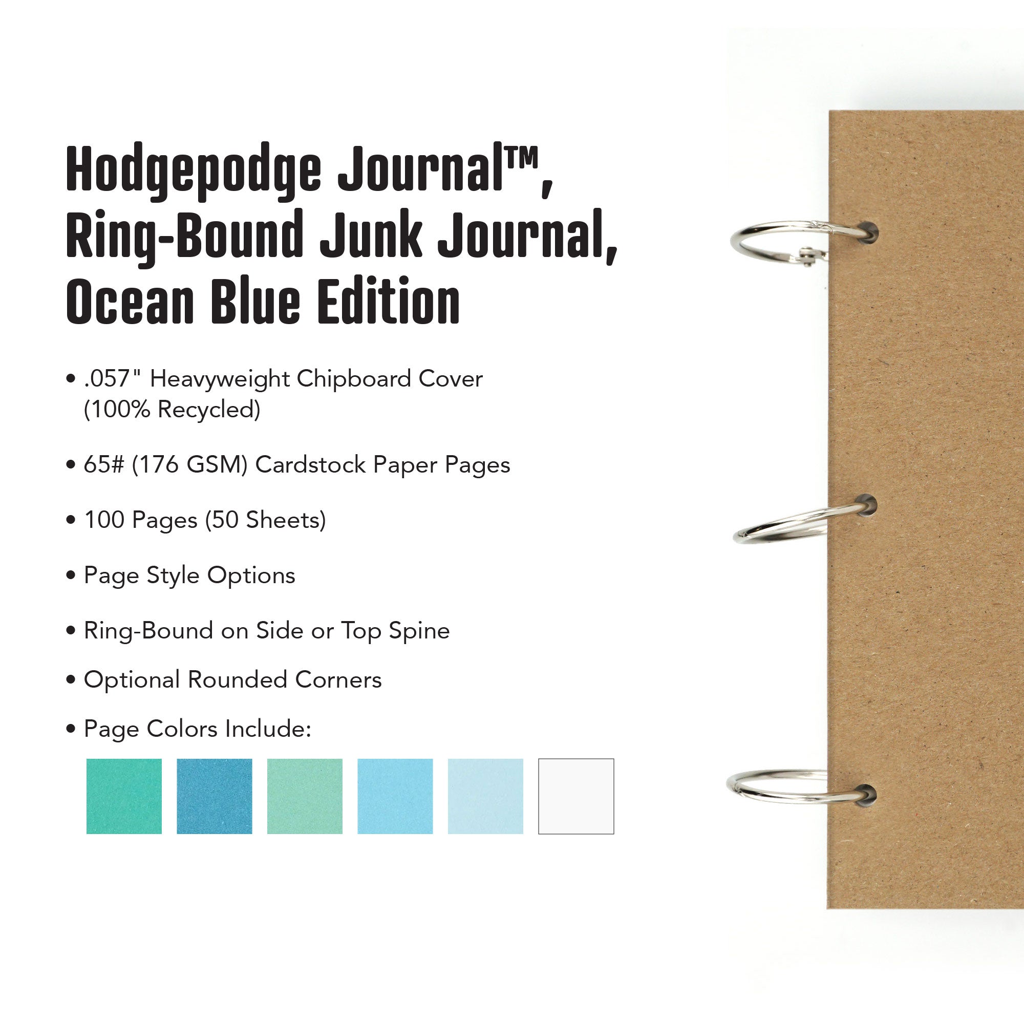 Hodgepodge Journal™, Ring-Bound Junk Journal, Ocean Blue Edition - Image 4