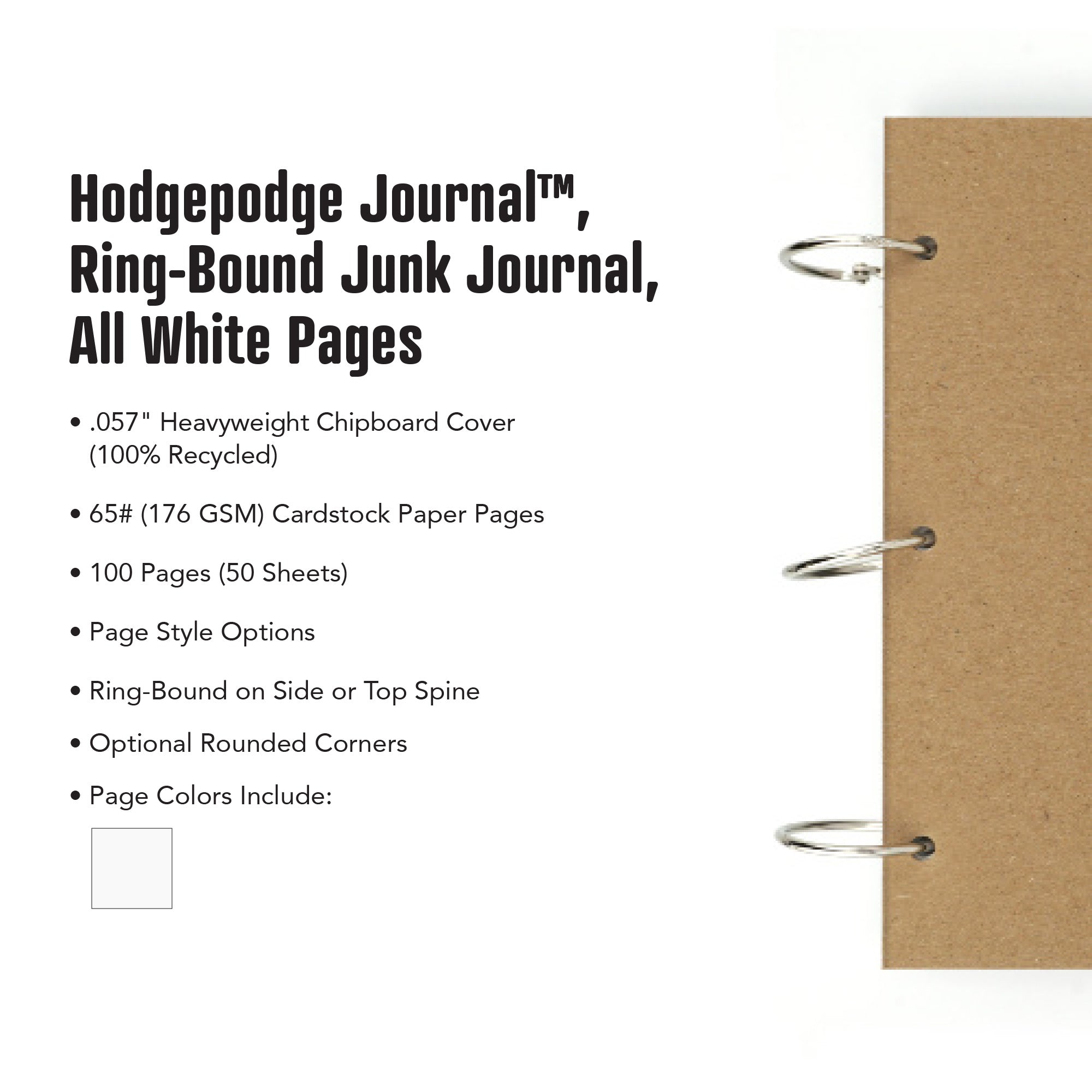Hodgepodge Journal™, Ring-Bound Junk Journal, White Pages - Image 5
