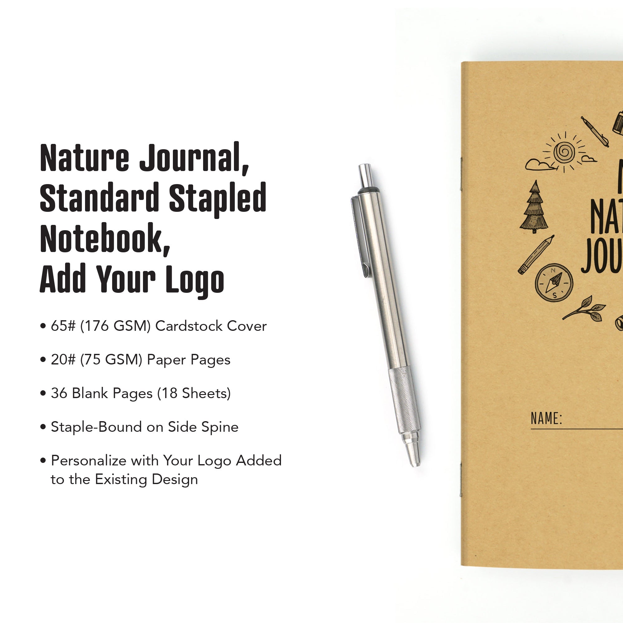 Nature Journal, Elements, Standard Stapled Notebook, Add Your Logo - Image 2