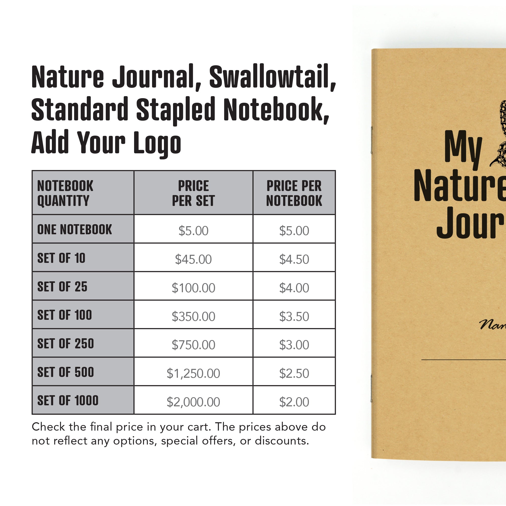 Nature Journal, Swallowtail, Standard Stapled Notebook, Add Your Logo - Image 2
