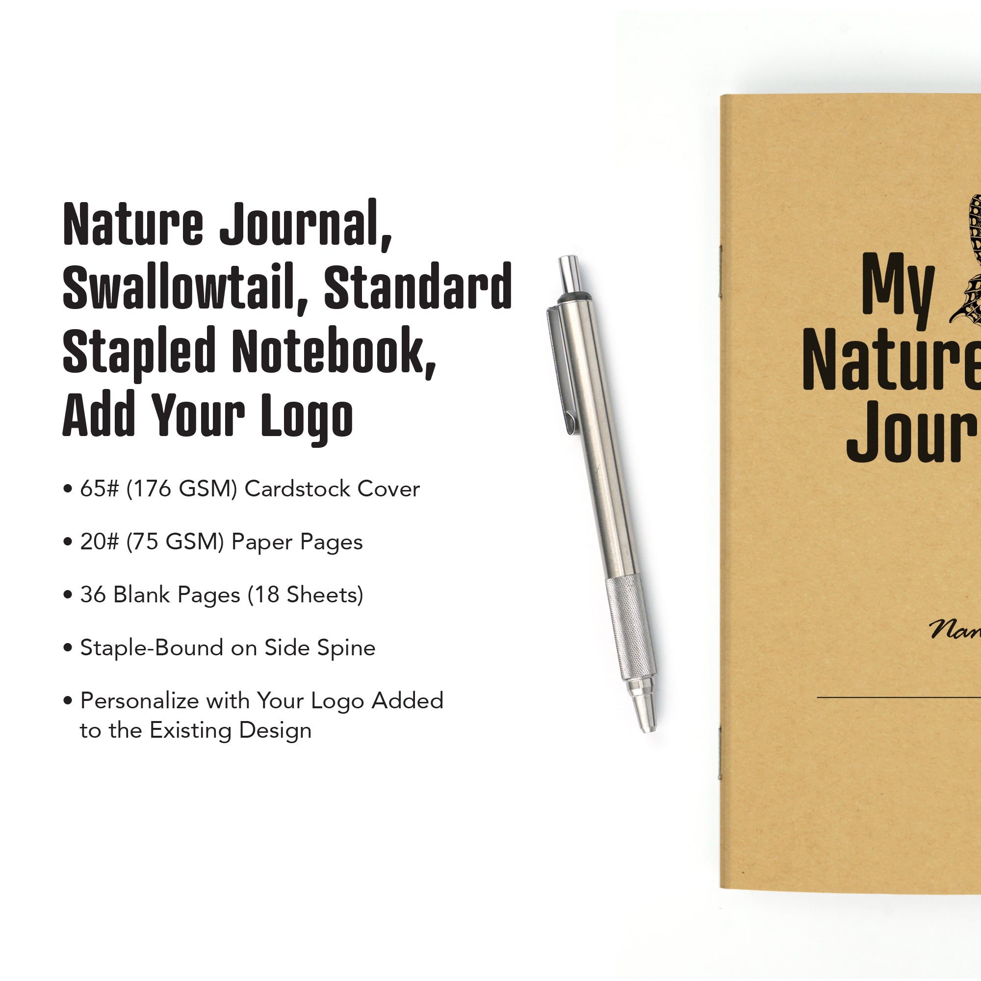 Nature Journal, Swallowtail, Standard Stapled Notebook, Add Your Logo - Image 4