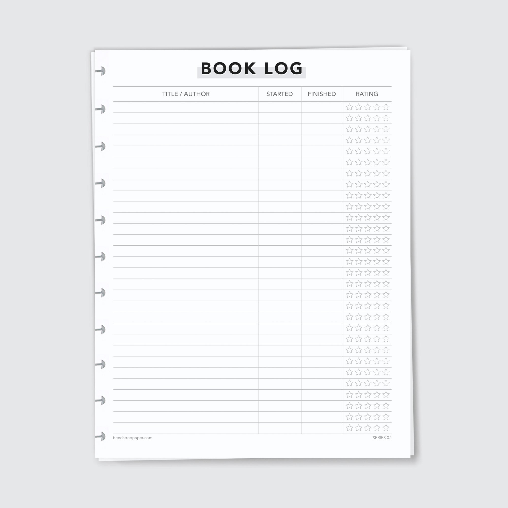 Planner Refill Paper, Book Log, Series Two - Image 2