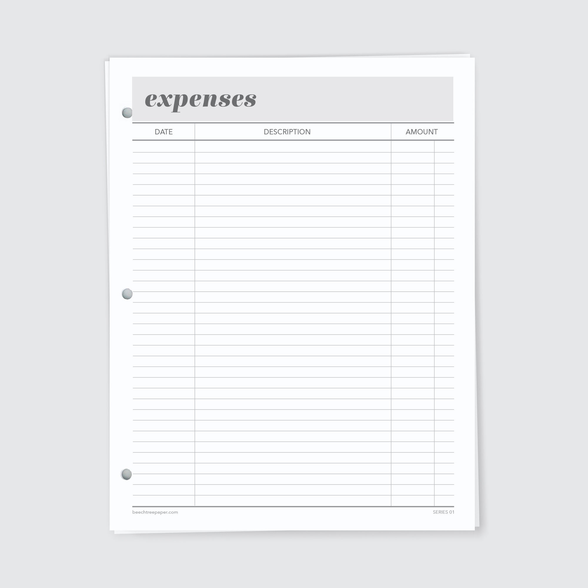 Planner Refill Paper, Expenses, Series One - Image 2