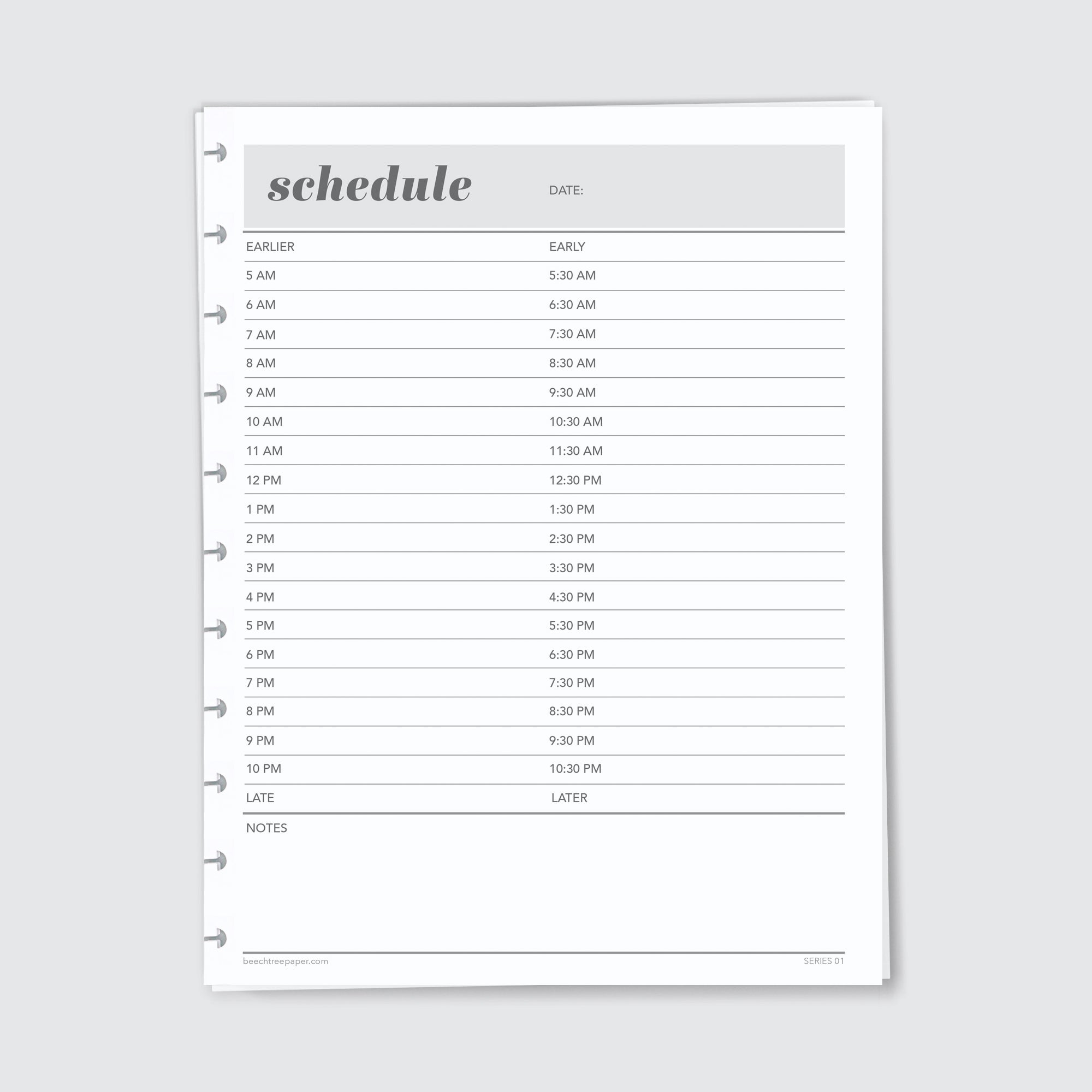 Planner Refill Paper, Schedule, Series One - Image 2