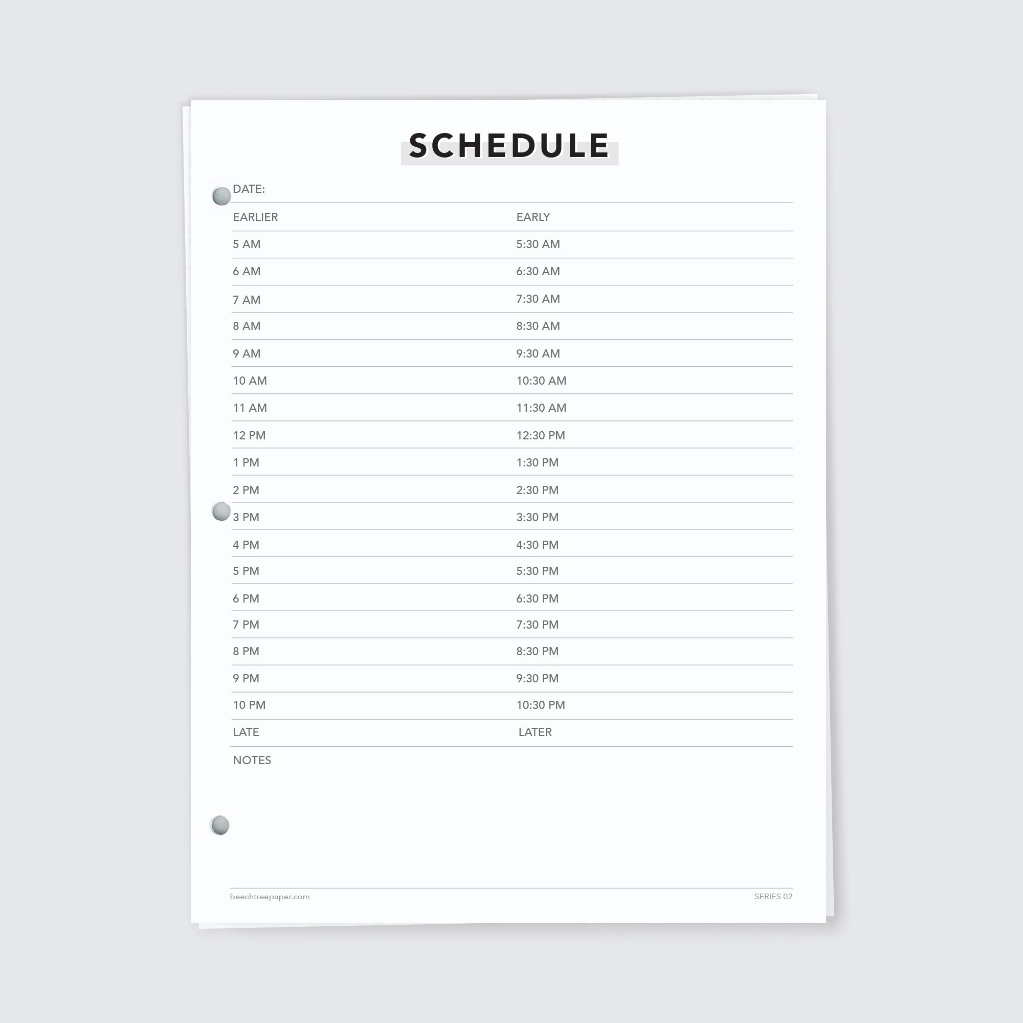 Planner Refill Paper, Schedule, Series Two - Image 2