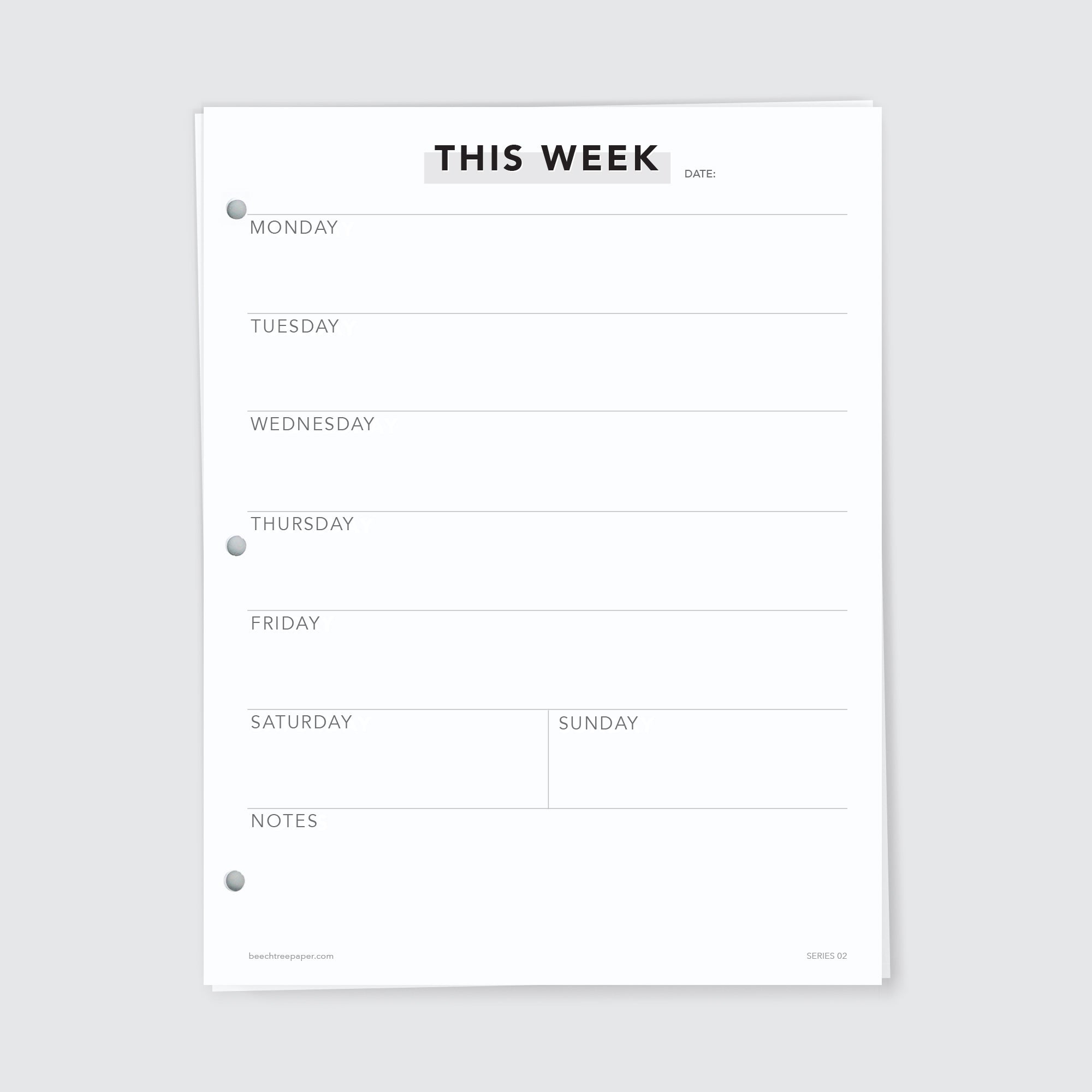 Planner Refill Paper, This Week, Series Two - Image 2