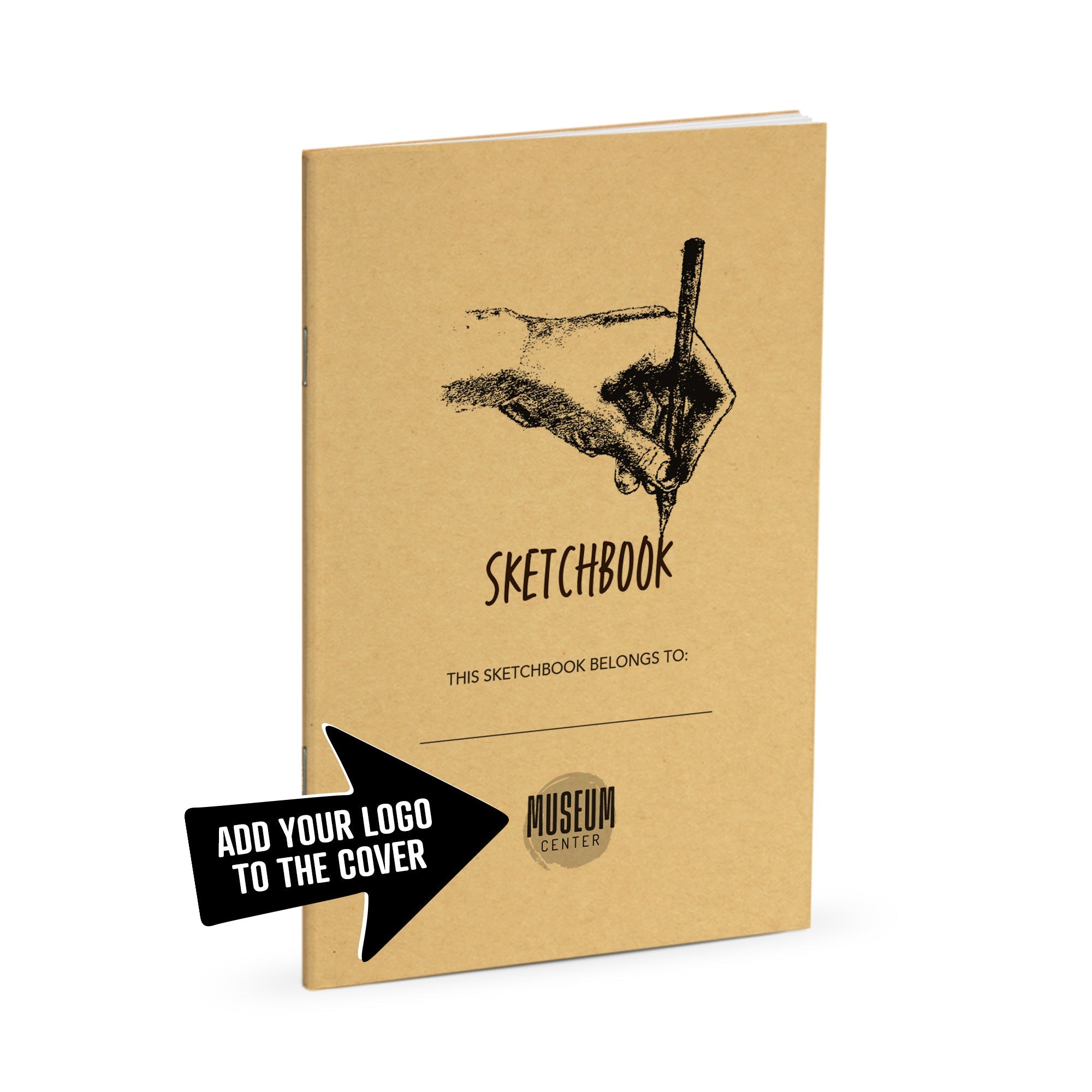 Sketchbook, Drawing Hand Sketchbook, Standard Stapled Notebook, Add Your Logo - Image 5