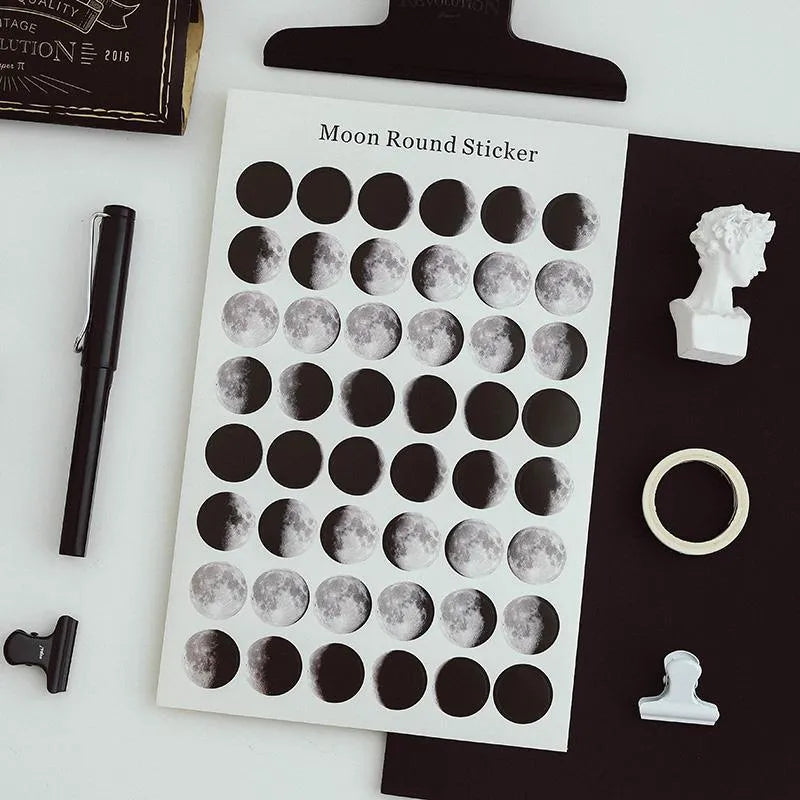 Moon Phases Round Stickers