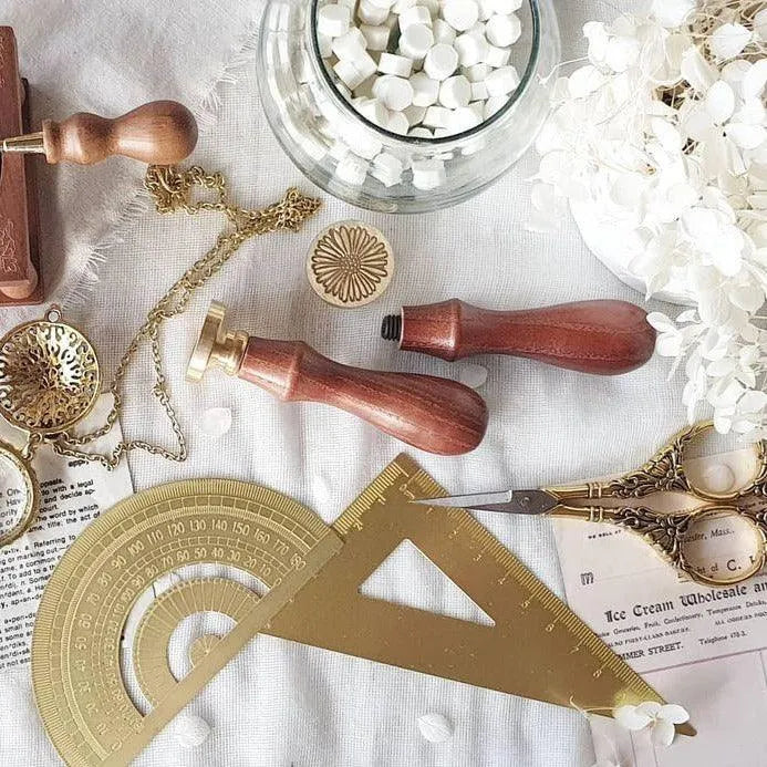 Brass Ruler or Triangle Ruler Protractor