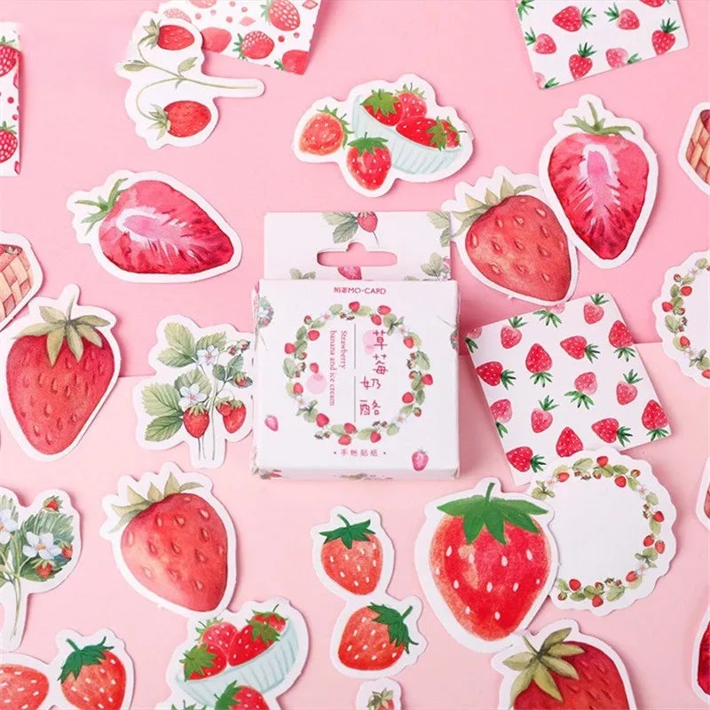Strawberry-Themed Sticker Set