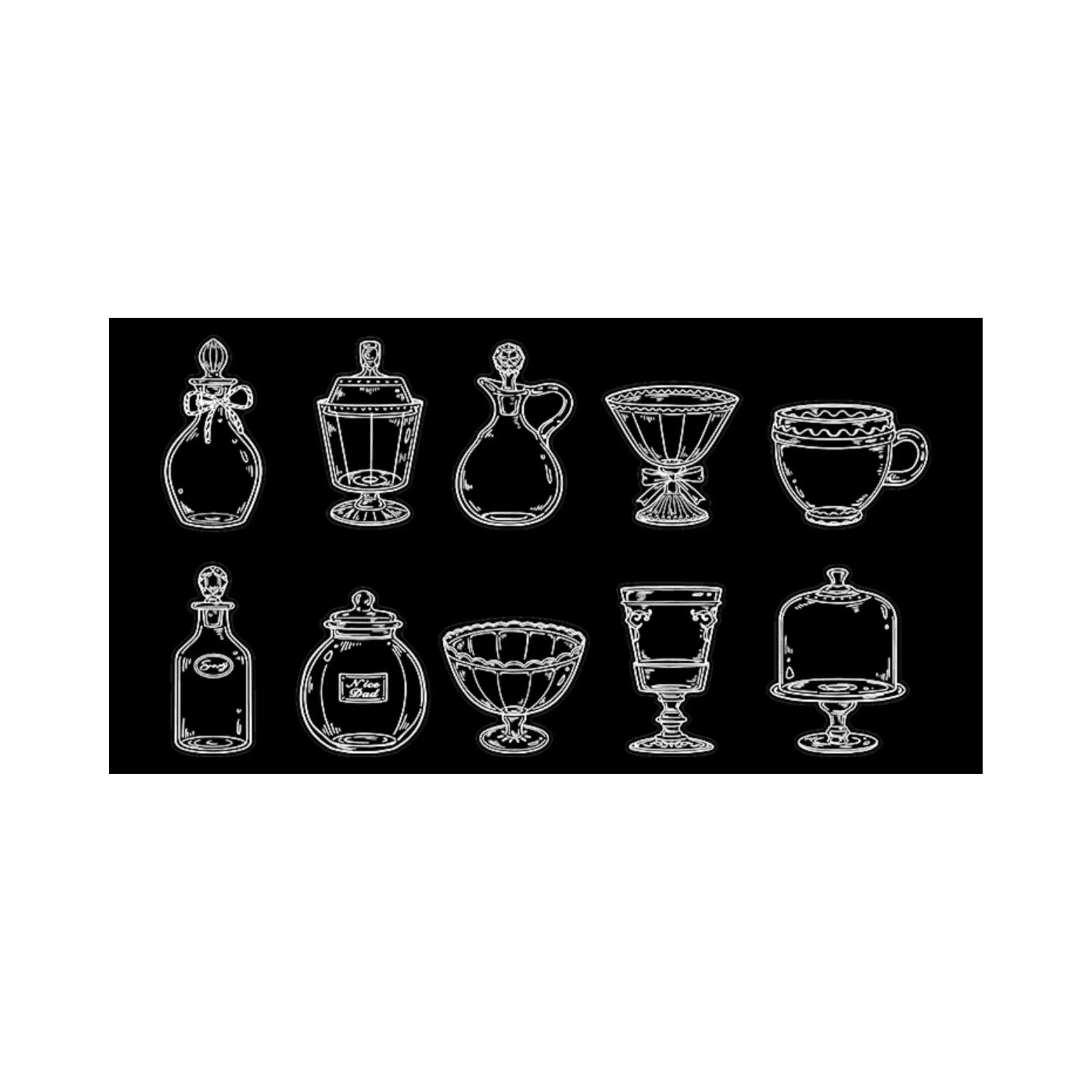 20pcs PET Transparent Glass Container Stickers