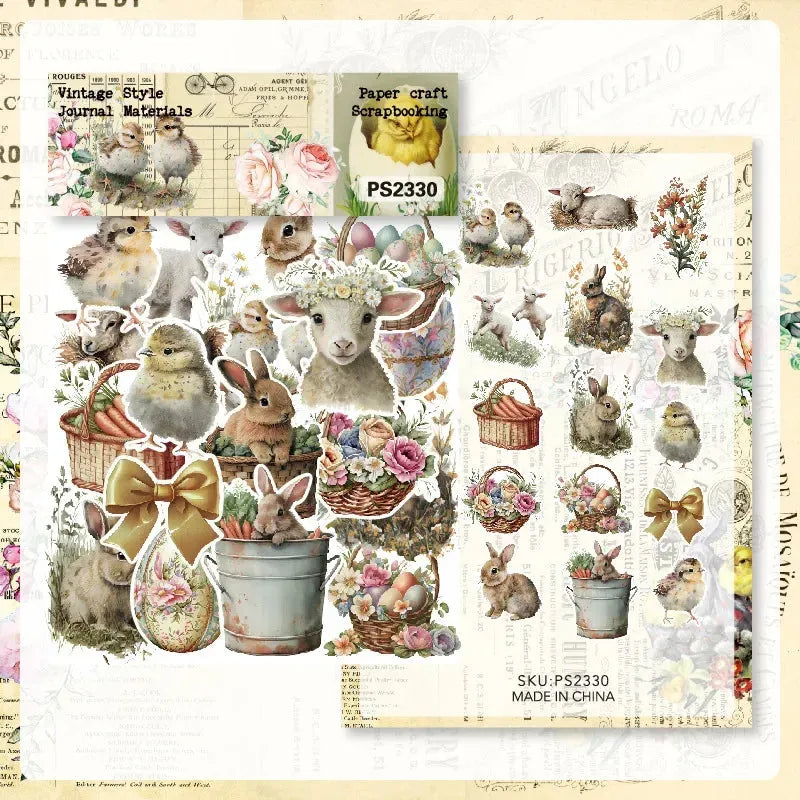 Springtime Vintage Die-Cut Sticker Pack