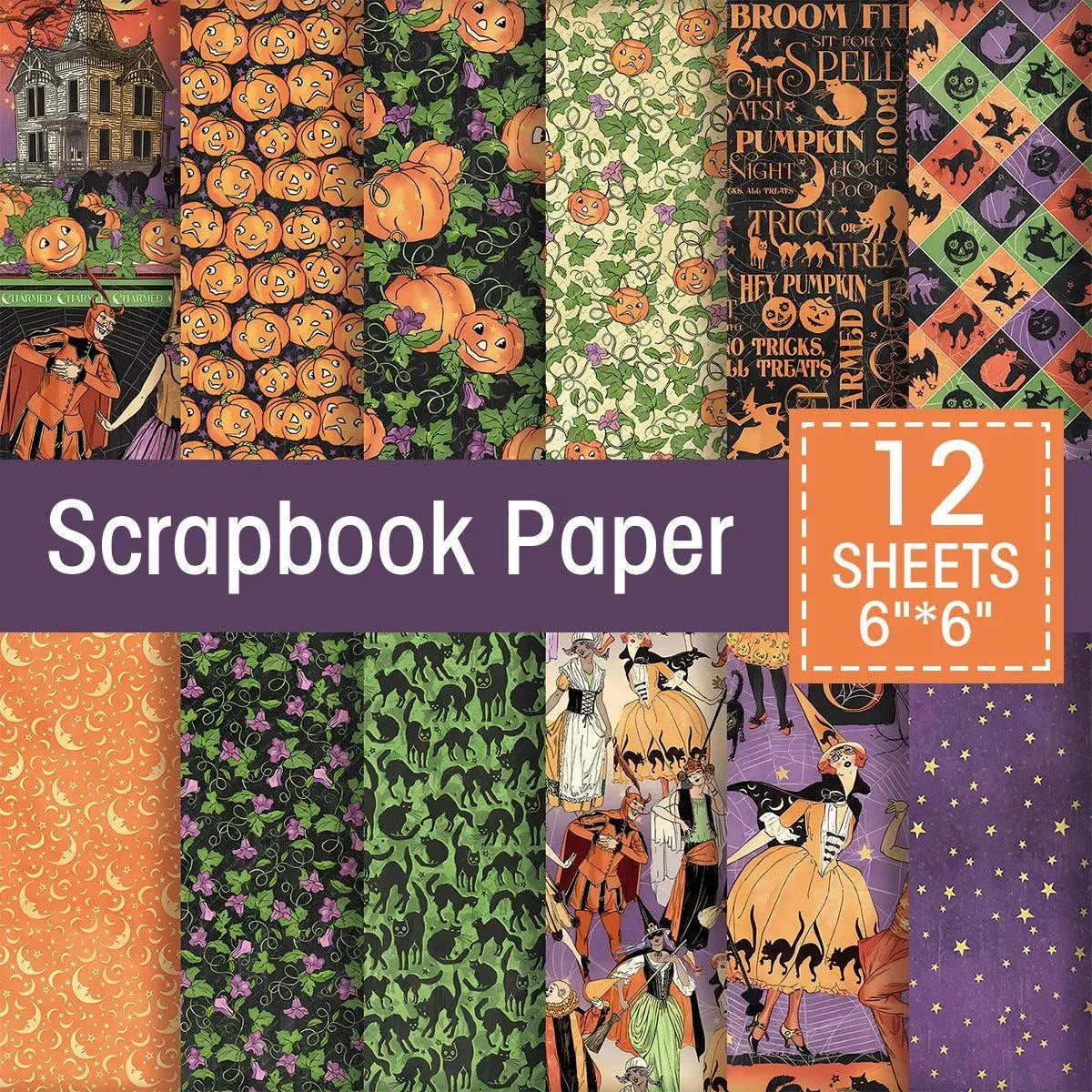 Halloween Scrapbook Paper Pad – 12 Sheets