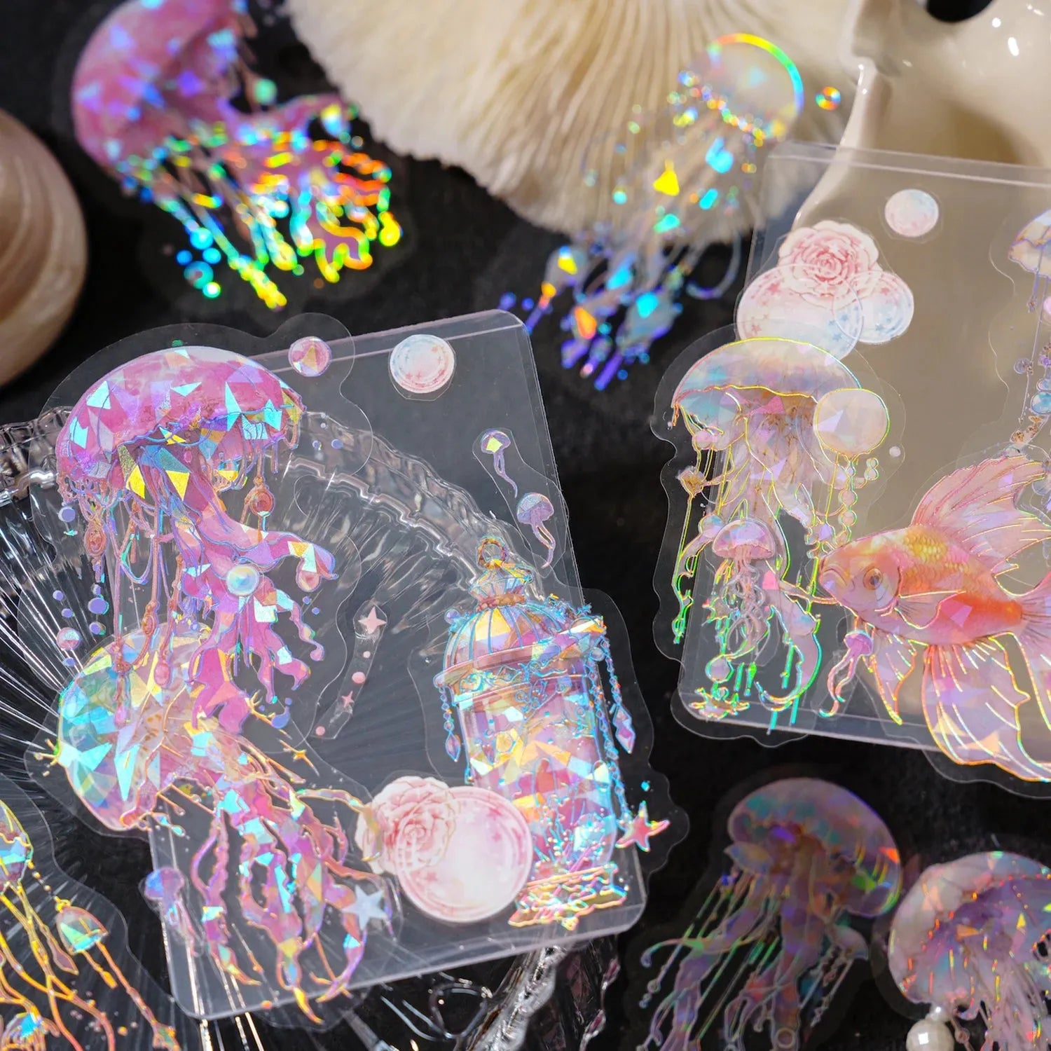 Holographic Jellyfish Sticker Pouch
