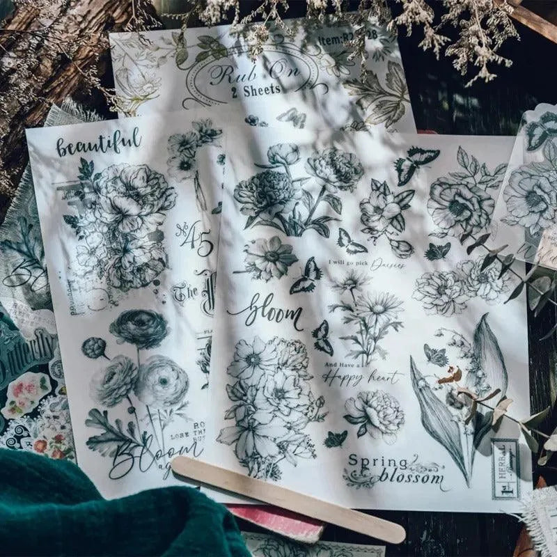 Blooming Floral Rub-On Stickers