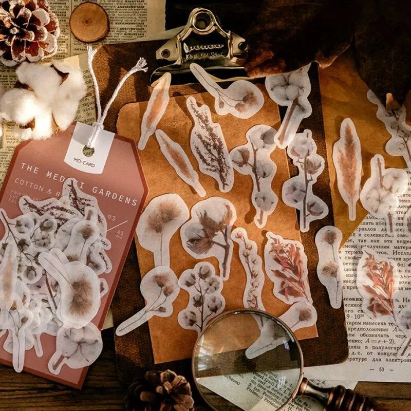 The Medici Gardens Sticker Pack - 45 Pcs Botanical Washi Stickers