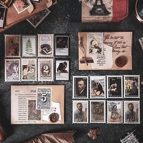 Little Postman Vintage Stamp Stickers